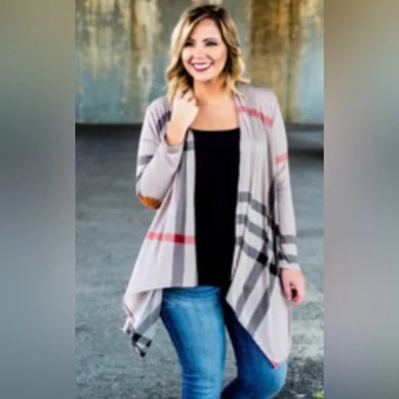 Chic Soul - Plaid Open Front Cardigan - Picture 1 of 4